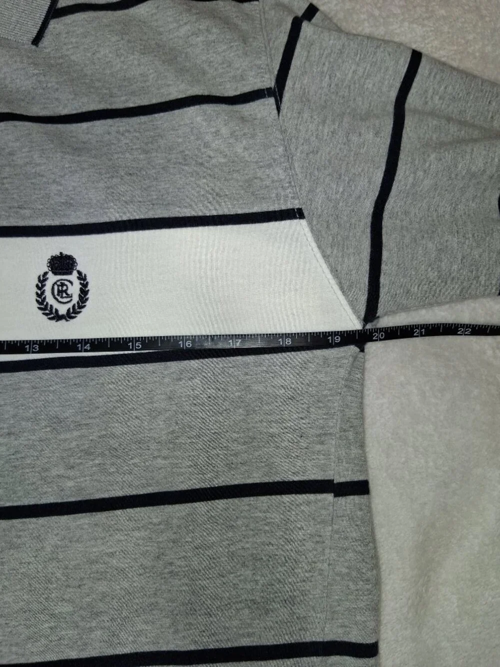 Vintage 90s Y2K Chaps Ralph Lauren Polo Shirt Mens Small Gray Striped Crest